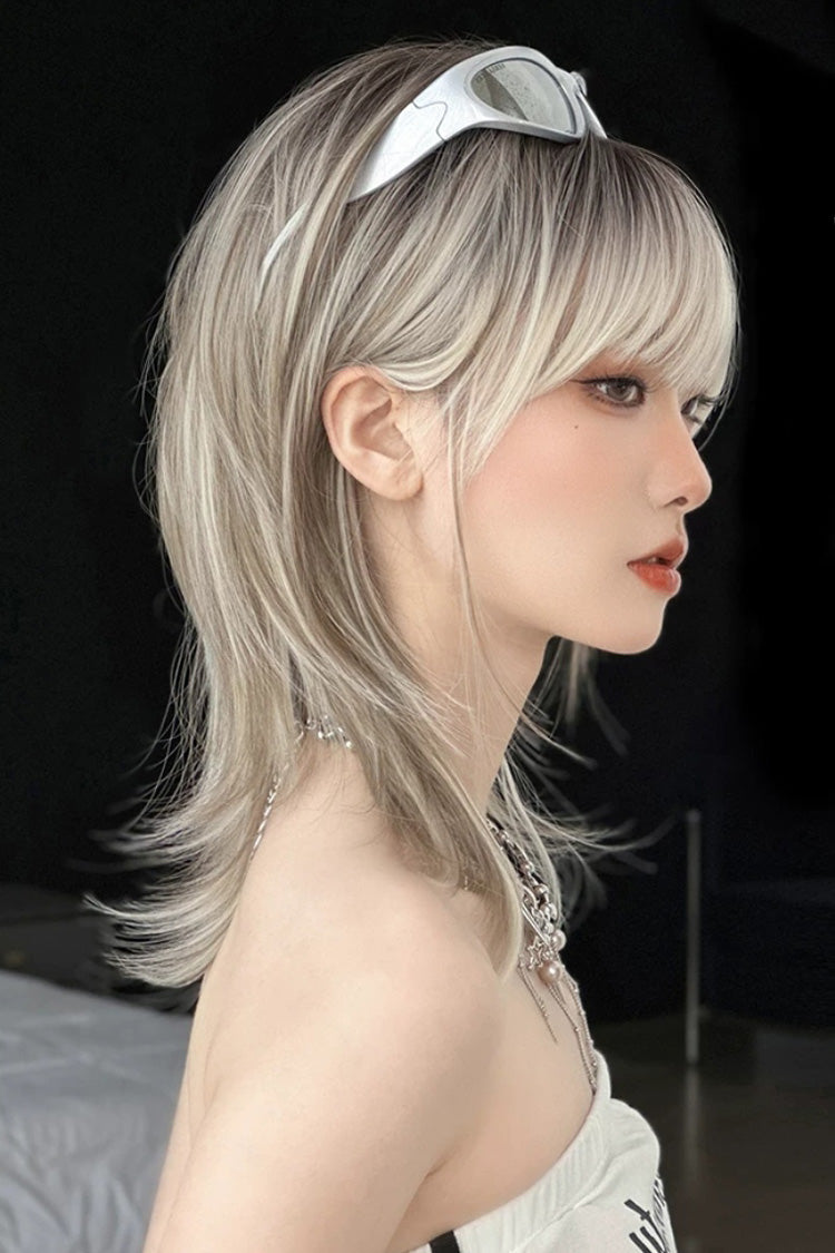 Ombre Wolf Cut Samurai Style Clavicle‑Length Sweet Lolita Full Wig 2 Colors - Product - 6