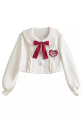 Ivory/Red Strawberry Bear Print Ruffle Bowknot Sweet Princess Lolita Jsk Dress - Product - 11