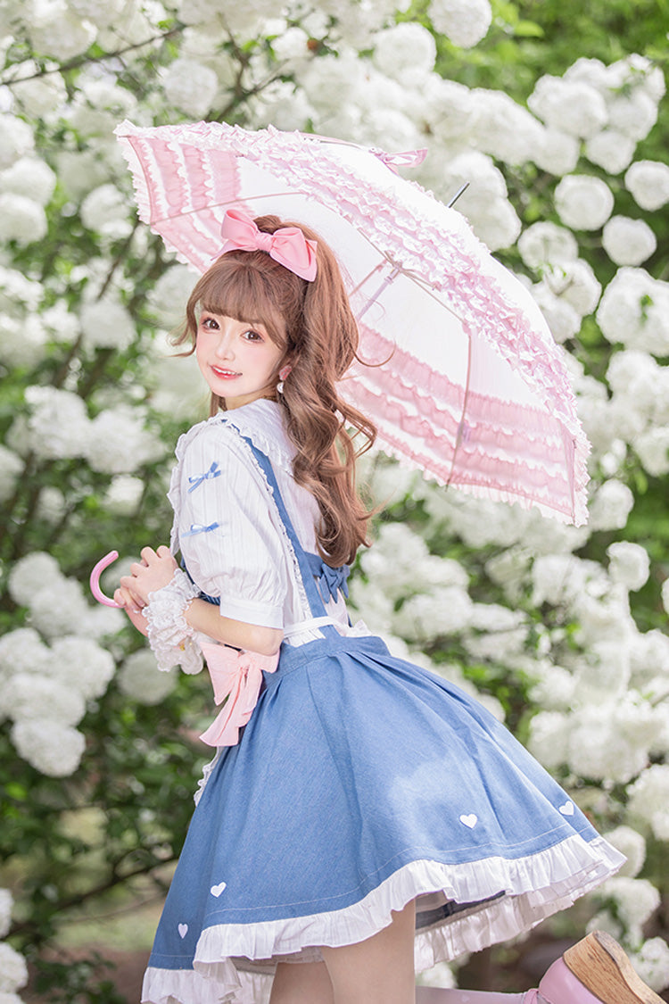 Blue [Cowboys Are Busy] Ruffle Bowknot Sweet Lolita Strap Dress - Product - 19