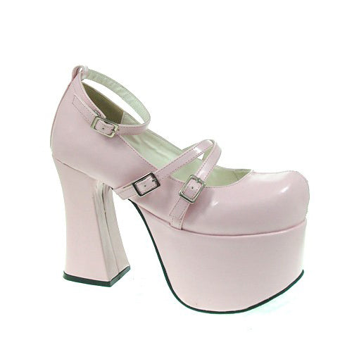 Pink Round Toe Scalloped Platform Heel High Lolita Shoes - Product - 3