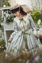 Forest Atlas Striped Print Long Sleeves Bowknot Sweet Lolita Dress 3 Colors - Product - 6