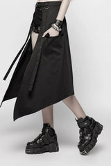 Black Metal Eyelets Detachable Women's Punk Skirt - Product - 2