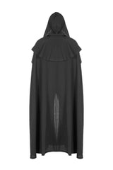 Black Punk Multilayer Lace Decoration Frenulum Simple Hooded Long Men's Cloak - Product - 7