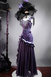 Lila Madame Butterfly Rüschen Schleife Spitze Süß Elegant Herrlich (Set) Vorderansicht