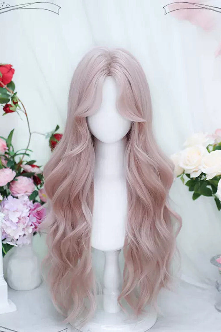 Pink Secondary Center Parted Sweet Lolita Long Curly Wigs - Pink - 1