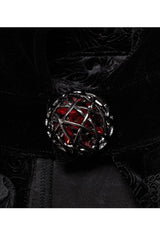 Black Gothic Short Pile Jacquard Fabric Adjustable Wire Collar Bat-Shaped Hem Imitation Ruby Necklace Men's Cloak - Product - 7