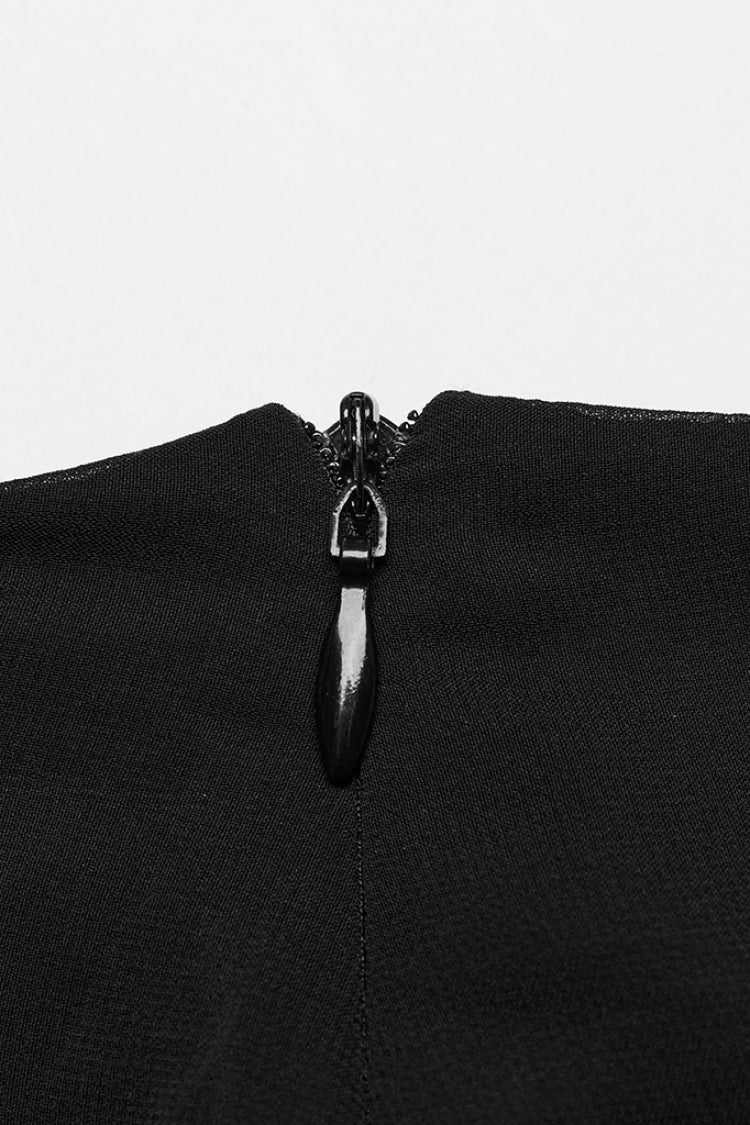 Black Rivet Split Women's Gothic Skirt with Belt - Product - 8