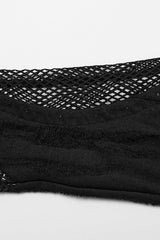 Black Stitching Irregular Mesh Buckle Women's Punk Leg Warmer with Garter - Product - 7