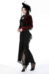 Black Women's Gothic Side Slit Ruffled Slim Fit Fishtail Skirt - Product - 2