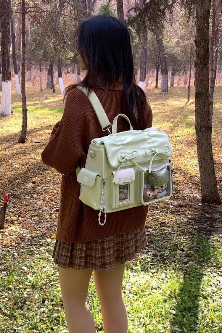 [Kitten Diary] Hidden Compartment Embroidered Bow Sweet Lolita Anime Itabag 8 Colors - Green - 11
