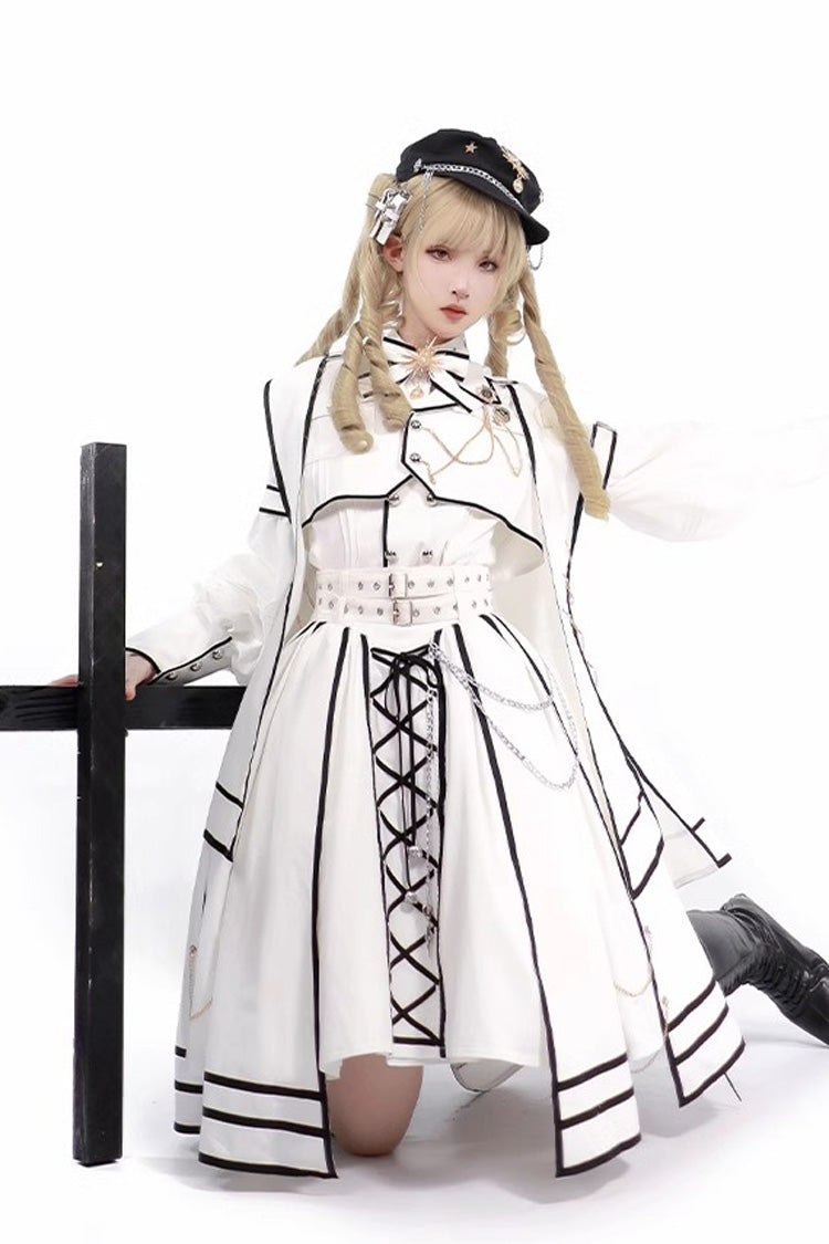 [Judgement Knight] Long Sleeves Print Bowknot Gothic Lolita Skirt Set 2 Colors - Product - 7