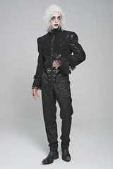 Black Printed Lace-Up Buckled Zippered Men's Gothic Pants - Product - 2