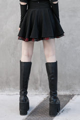 Black Stitching Red Plaid Women's Punk Pleated Skirt - Product - 2