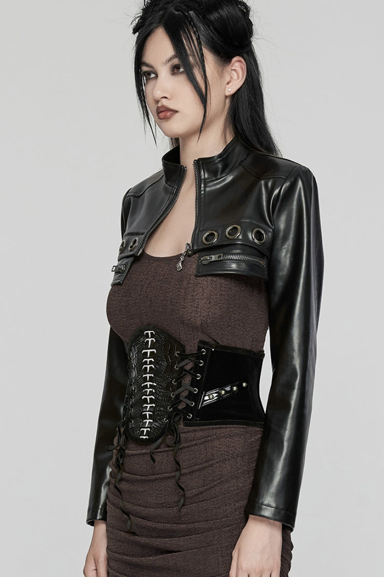 Black Skeleton Lace-Up Women's Punk Underbust Corset - Product - 2