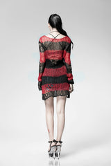 Round Collar Long Sleeves Print Ripped Women's Steampunk Sweater 3 Colors - Product - 14