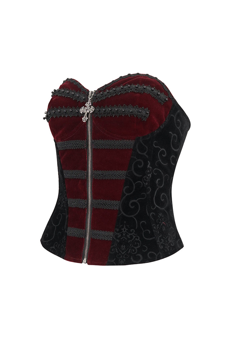 Black/Red Lace Up Women's Gothic Corset - Product - 8