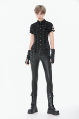 Black Asymmetric Studded Women's Punk Pants - Product - 11