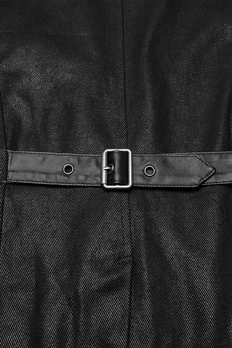 Black Stand Collar Stitching Mesh Men's Punk Vest - Product - 8