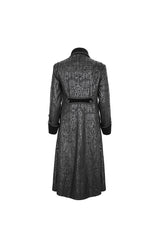 Black Stand Collar Totem Printed Long Men's Gothic Coat - Product - 10
