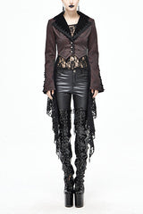 Red And Black Wavy Stripes Detachable Hem Short Womens Gothic Jacket - Black/Red - 1