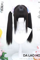 Black/Brown Secondary Long Straight Double Ponytail Sweet Lolita Wigs - Product - 2