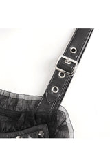 Black Sleeveless Lace Irregular Womens Gothic Strap Dress - Product - 12