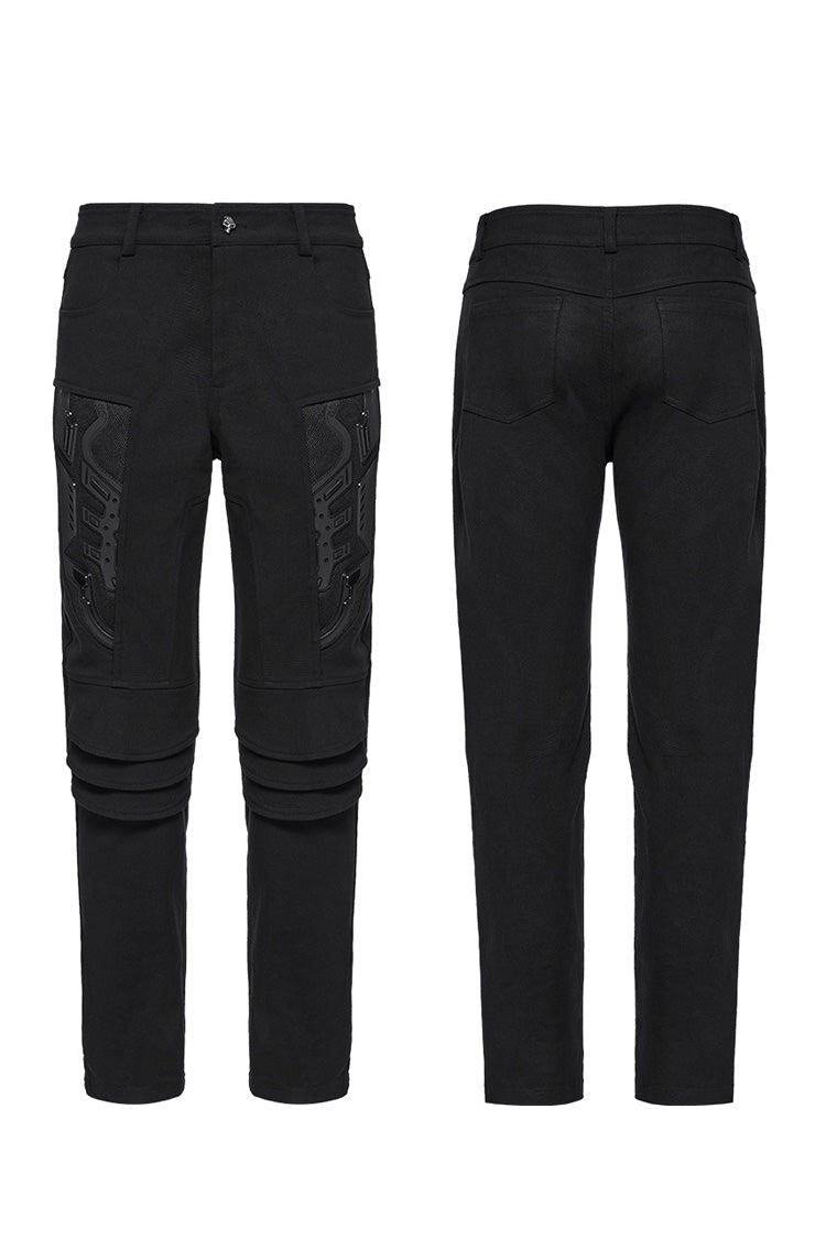 Black 3D Amor Patch Stitching Men's Punk Pants - Product - 5