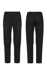 Black 3D Amor Patch Stitching Men's Punk Pants - Product - 5