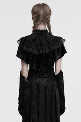 Black Sleeveless Ruffle Stitching Lace Women's Gothic Cape - Product - 3