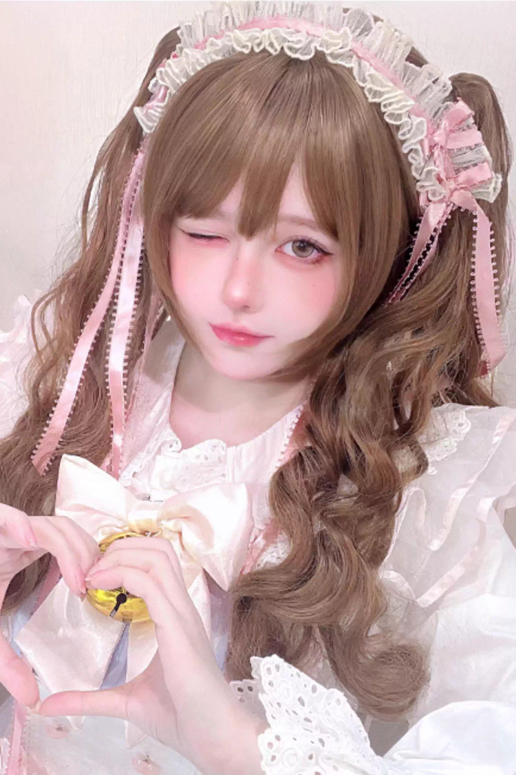 Golden Brown [Doll Pact] Claw-Clip Twin Ponytails Sweet Japanese Lolita Long Curly Wig - Product - 2