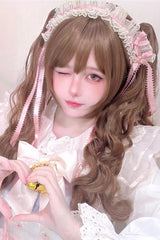 Golden Brown [Doll Pact] Claw-Clip Twin Ponytails Sweet Japanese Lolita Long Curly Wig - Product - 2