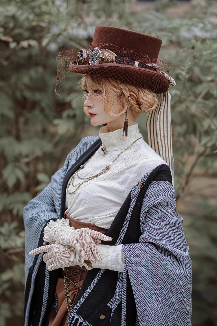 Brown Victorian Style Bowknot Mesh Classic Vintage Ouji Lolita Hat - Product - 5