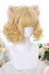 Natural Small Curls Short Sweet Lolita Wig 3 Colors - Sugar-Gold - 1