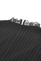 Black Lace Short Sleeves Cross Ruffled Women's Gothic Graduation Dress - Product - 17