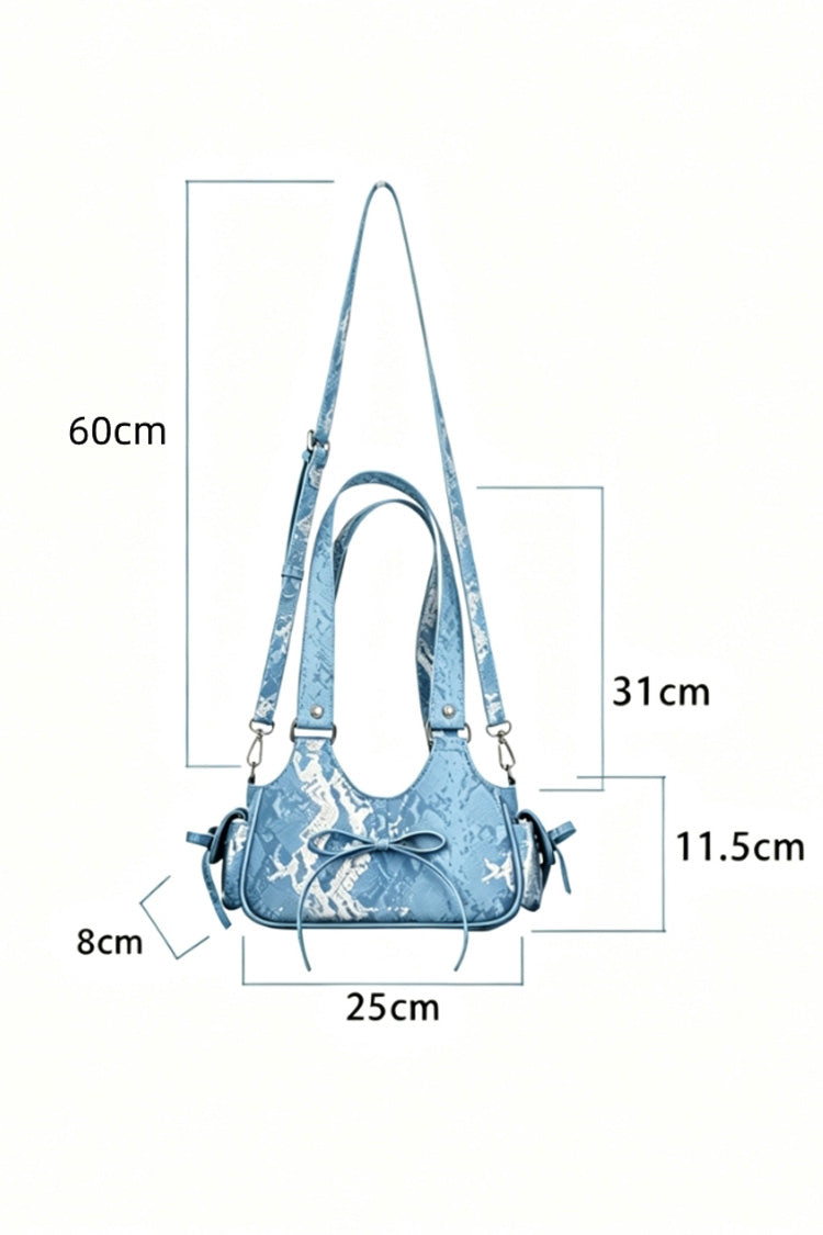 Y2K Bow Snake Print Sweet Lolita Hobo Crossbody & Shoulder Ita Bag 3 Colors - Product - 4