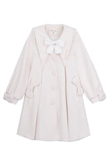 White Pointed Collar Long Sleeves Bowknot Sweet Lolita Coat - Product - 3