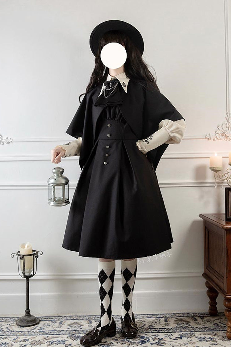 Black Night Raven Magic Metal buttons Gothic Lolita Dress - Black - 1
