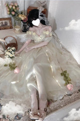 Gradient Gorgeous Bowknot Strawberry Princess Hanayome Sweet Lolita Jsk Dress 3 Colors - Ivory - 8