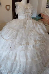 White [Dreamy Waltz] Sleeveless Multi-Layered Ruffled Hanayome Bow Lace Chiffon Gothic Gorgeous Lolita Jsk Dress - Product - 10