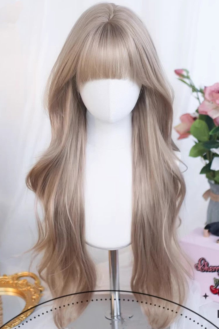 Floral Honey Tea Light Brown Long Wavy Daily Sweet Lolita Wig - Product - 2