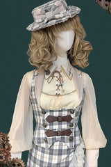 Blue Plaid [The Traveler] Sleeveless Ruffled Irregular Asymmetric Punk Lolita Skirt Set - Vest(Only) - 4