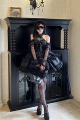 Black Princess Sleeveless Ruffle Bowknot Lace Gothic Lolita Jsk Dress - Product - 3