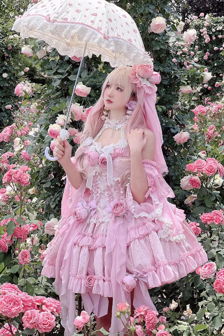 Gem Princess Fish Bone Detached Hime Sleeves Sweet Lolita Princess Dress Set 2 Colors - Product - 5