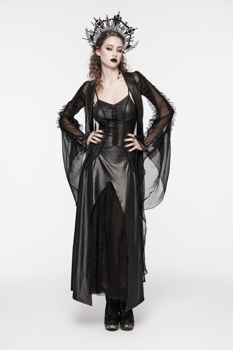 Black Off Shoulder Lace Lace-Up Slim Irregular Women's Gothic Jsk Wedding Dress - Product - 8