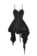 Black Sleeveless Multi-Layered Irregular Frilly Zippered Women's Gothic Evening Dress - Product - 3