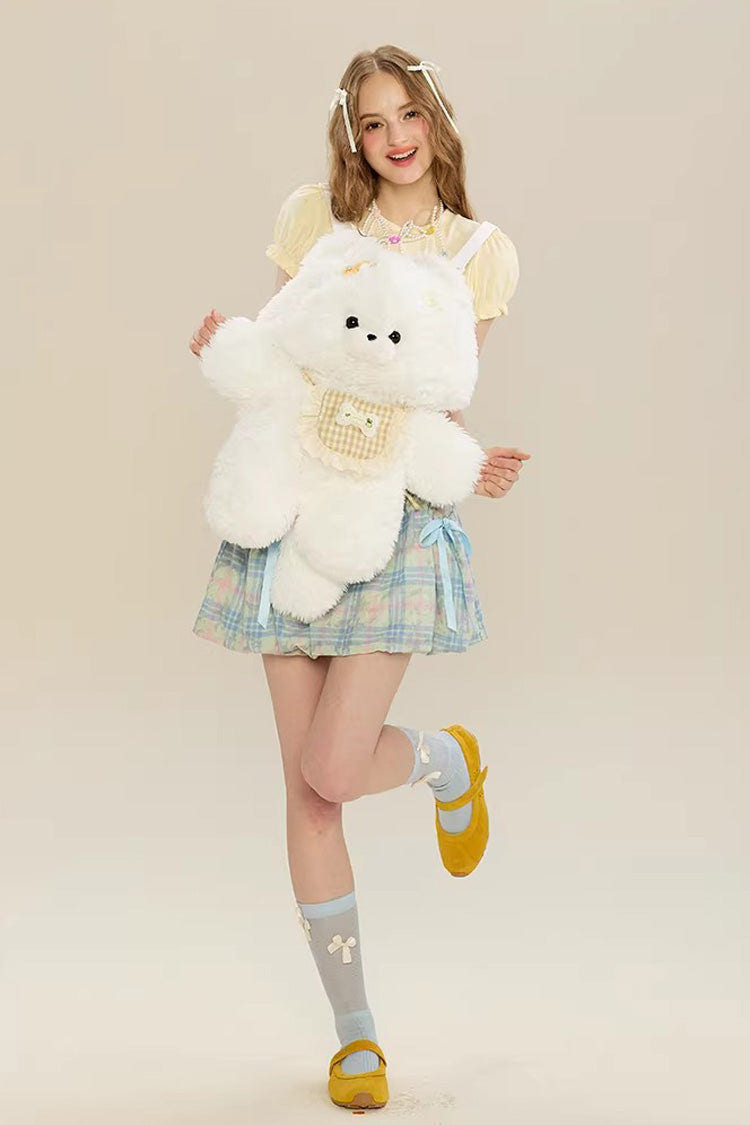 White Cute Samoyed Plush Toy Sweet Lolita Dog Backpack - Product - 6