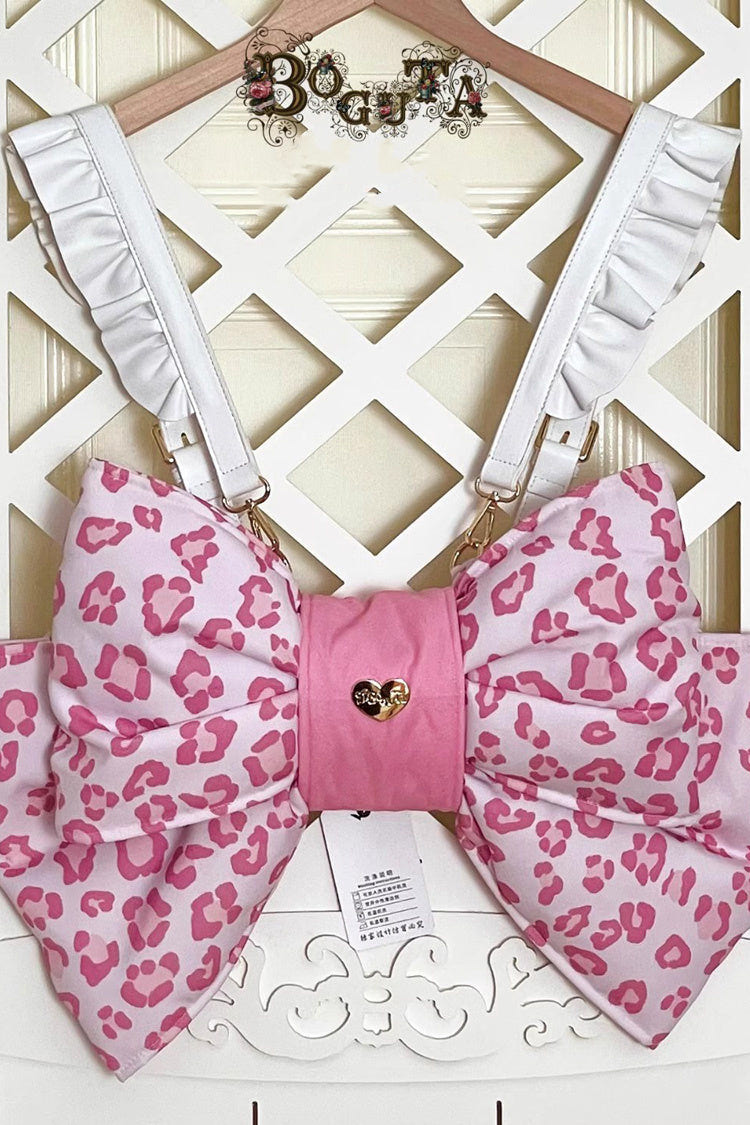 Pink Polka Dot Print Bowknot Shaped Sweet Lolita Backpack - Product - 4