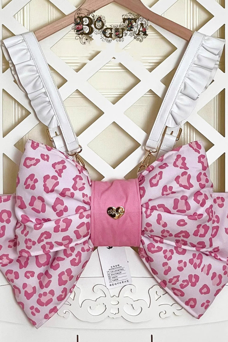 Pink Polka Dot Print Bowknot Shaped Sweet Lolita Backpack - Product - 4