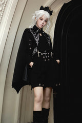 Black [The Eternal Night Descends] Embroidered Ouji Gothic Lolita Cloak Shorts Set - Product - 8