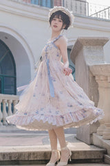 Multi-Color Chinese Style Elegant Flower Wall Print Sweet Lolita Dress - Product - 4